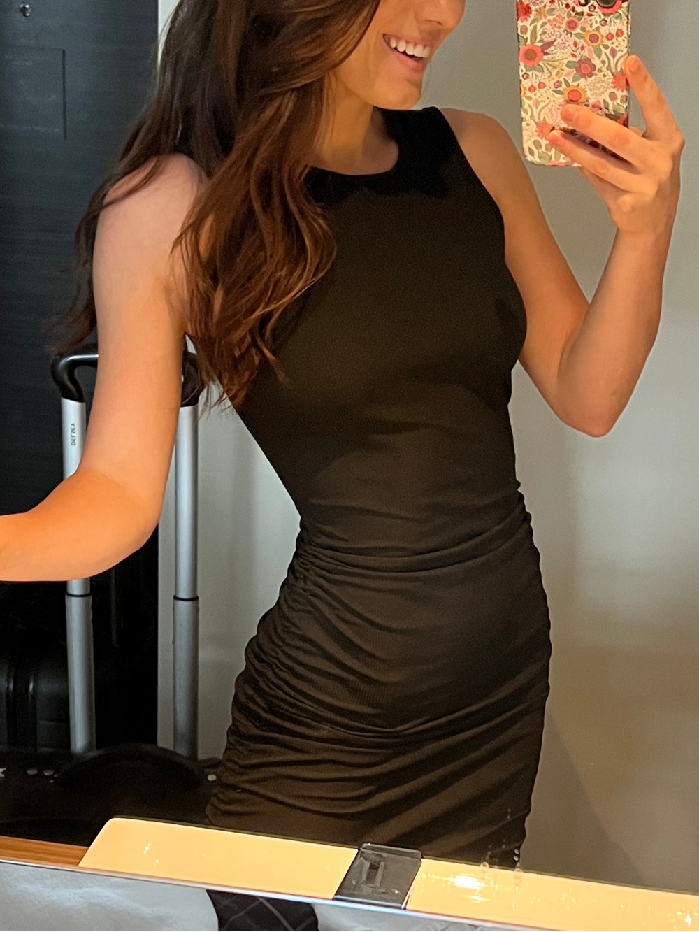 Black Ruched Sleeveless Bodycon Dress - Women